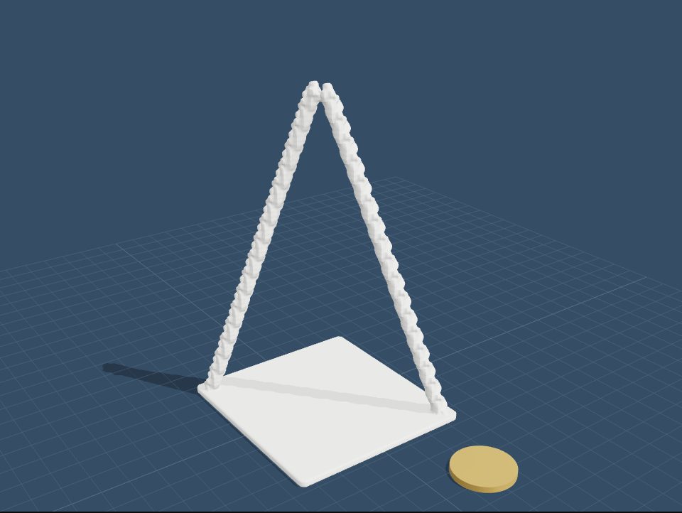 Two glider staircases leaning together into an A shape and stopping where they meet.